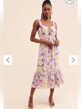 knee length dresses for ladies Free People Isla Cream Floral Midi Dress